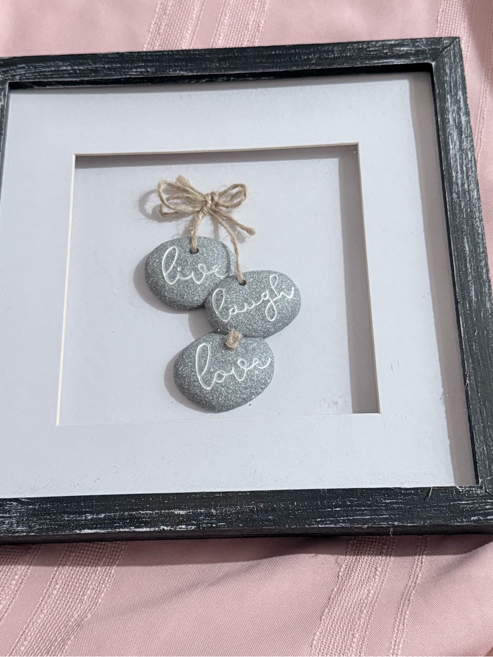 Framed Live Laugh Love Wall Art - Gray and black